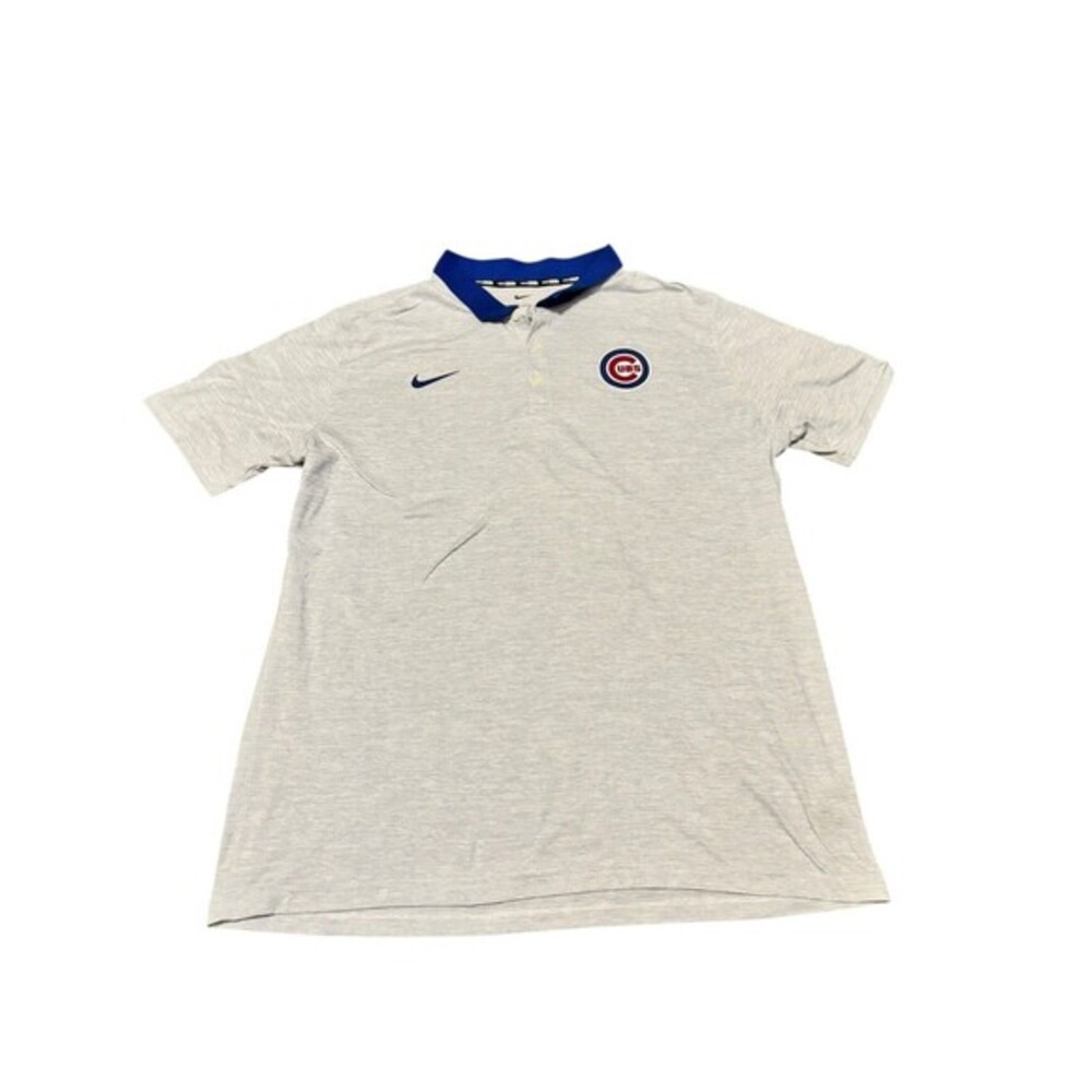 Nike MLB Chicago Cubs Dri-Fit Polo‎ Shirt Gray Blue Collar XXL